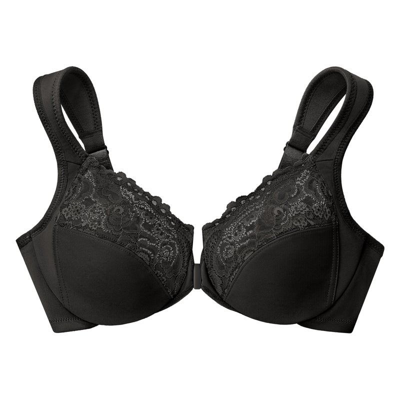 Glamorise Full Figure Plus Size Wonderwire Front-Closure Bra Underwire #1245 Black - Image 3